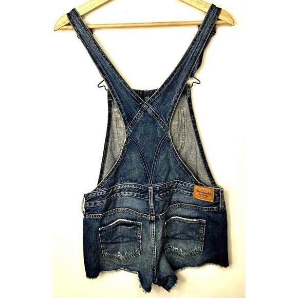 Abercrombie & Fitch Womens Overalls Distressed Short Denim Blue Size Small - Picture 2 of 11